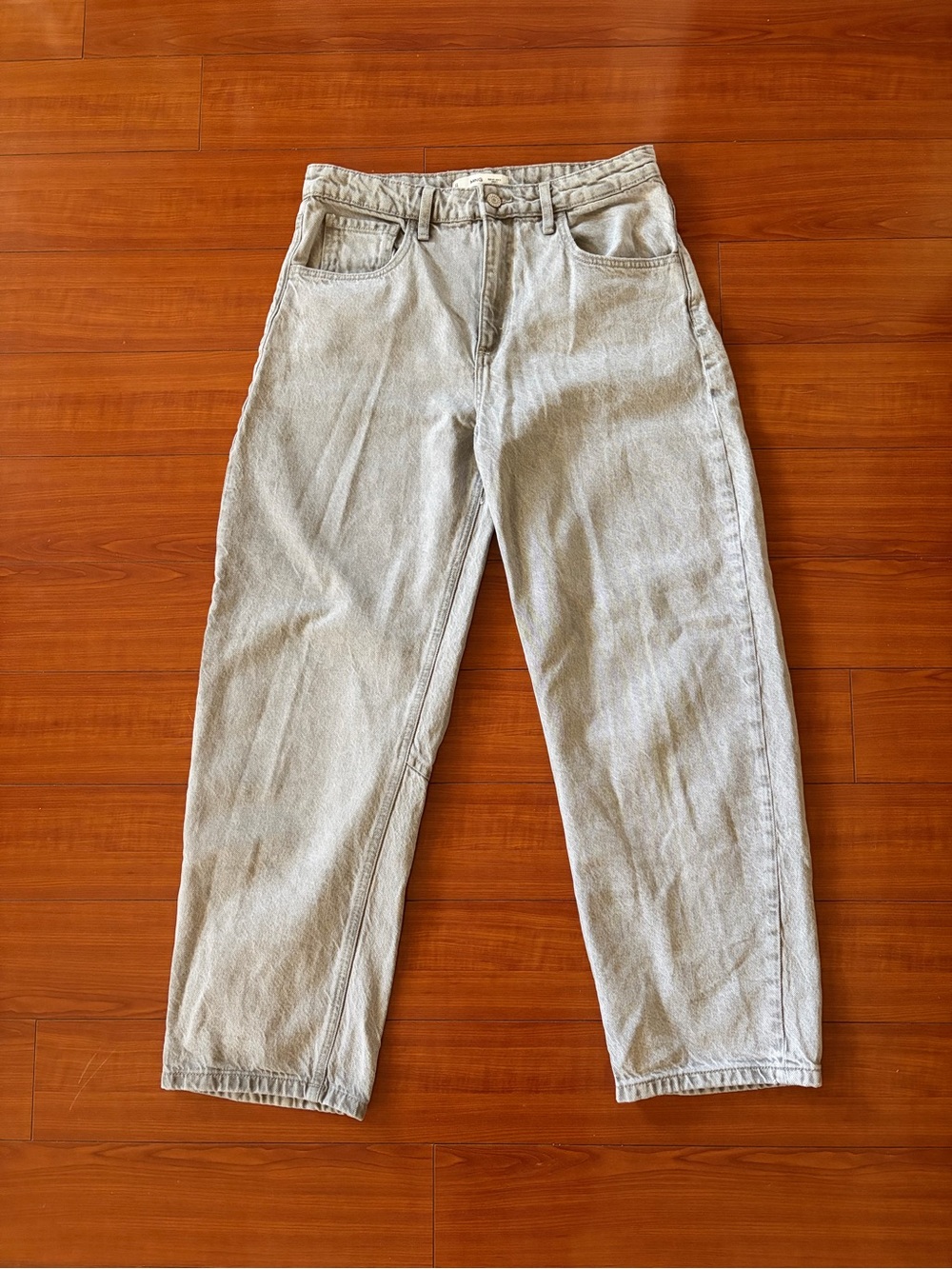 Mango High-Rise Wise Leg Jeans — Light Gray